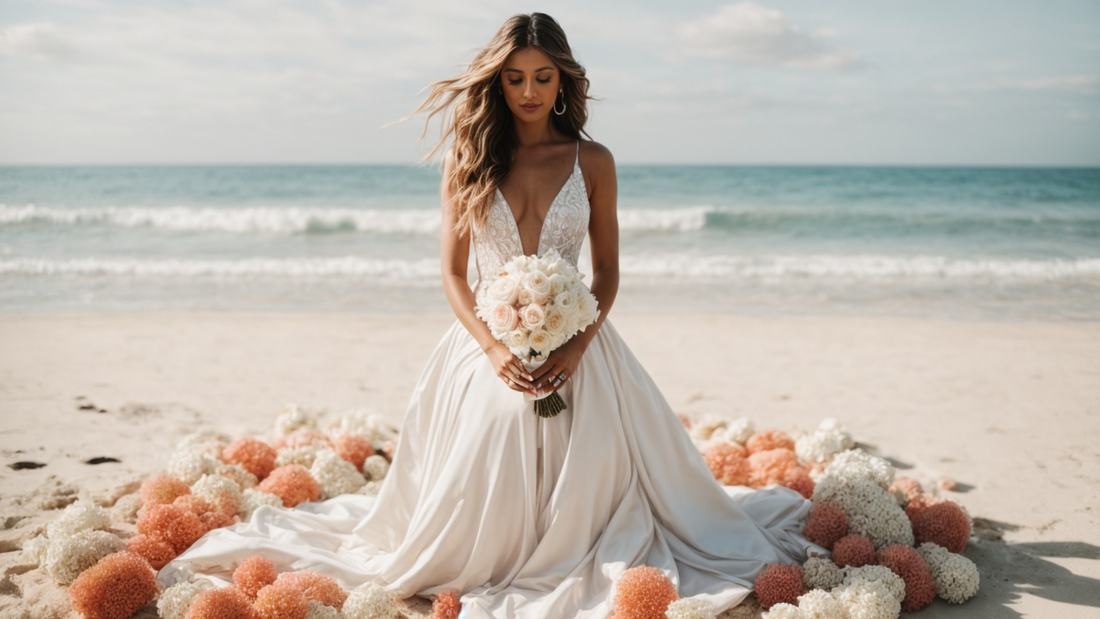 Beach wedding bouquets for Santa Monica wedding. Stunning beach wedding with bridal bouquet.